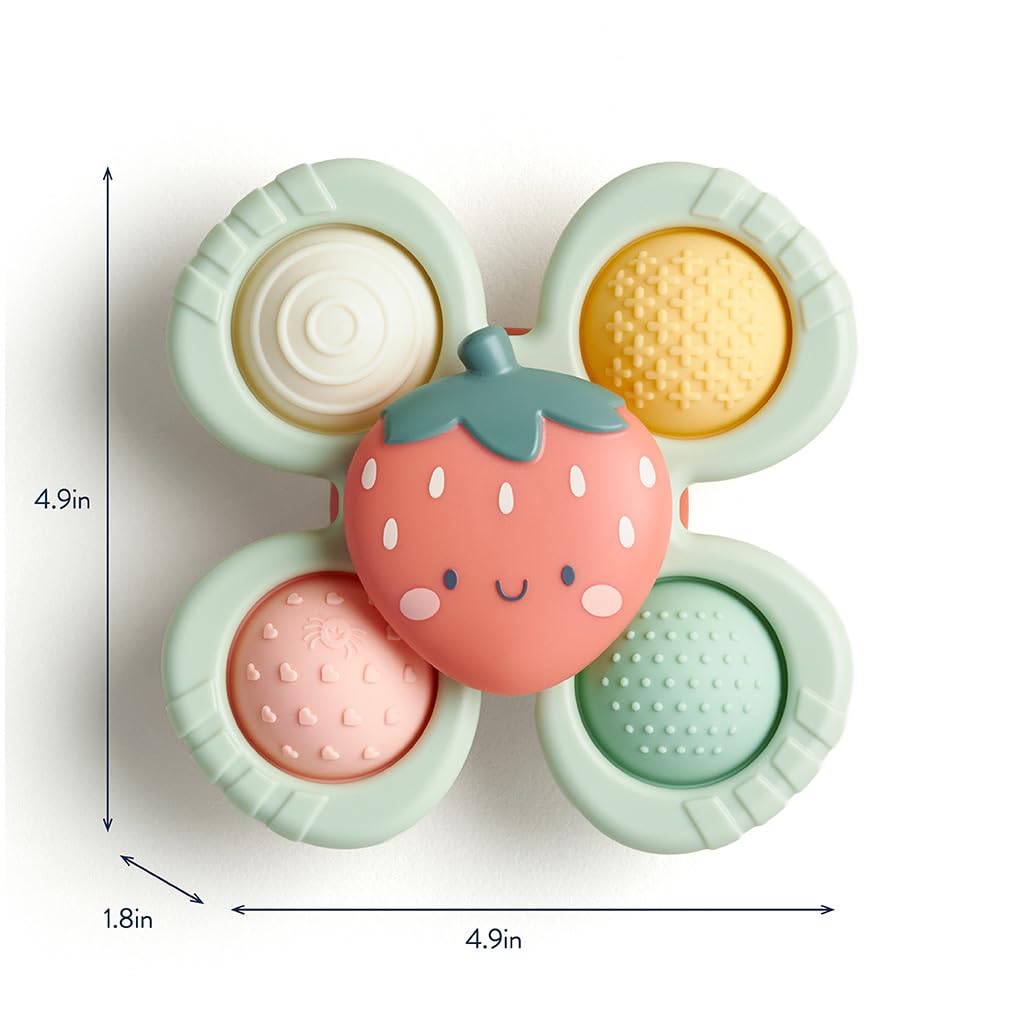 Itzy Ritzy Pop & Whirl Fidget Spinner Baby Bath & Travel Toy (Strawberry)