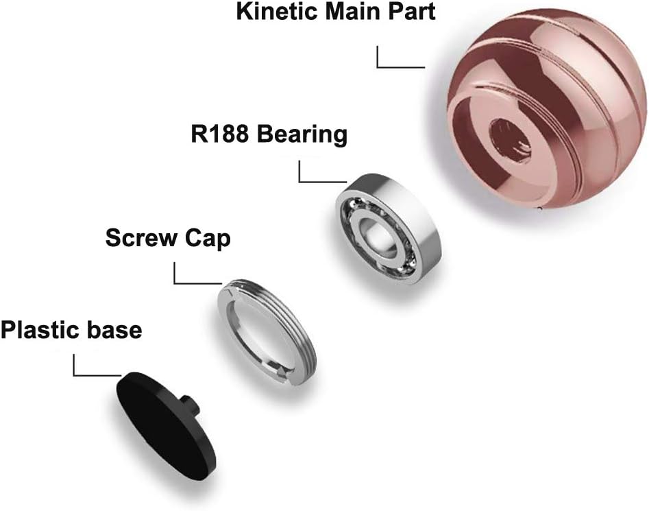 Metal Kinetic Desk Toy, Optical Illusion Fidget Spinning Top Ball, Unique Executive Stress Relief Gift for Adults & Kids
