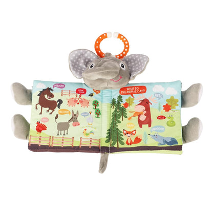 Elephant Baby Books Toys 0-6 Months, Loveys Crinkle Books for Babies,Touch and Feel Infant Toys 6-12-18 Months 1-2 Year Old, Shower Gifts Soft Cloth Book, Teether for Boys Girls - Small Edition