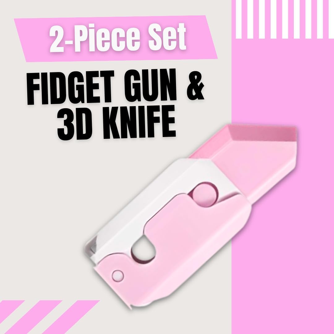 Fidget Gun Toy, 3D Printed Mini Toy, Stress Shot, Gravity Fidget Toy, Gun Fidget Toy, Fidget Toys Adults & Kids, Pink