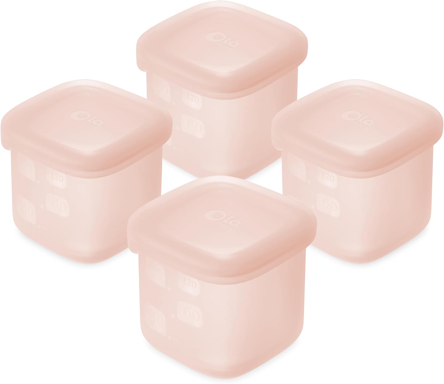 Olababy Clear Sense Silicone Storage Containers 4pk for Baby Food, Snacks, Formula, Puree, Sauce &