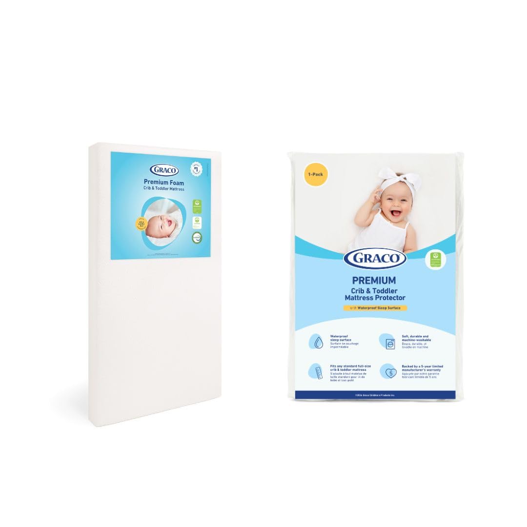 Graco Premium Crib Mattress & Protector Value Bundle (1-Pack) – Includes GREENGUARD Gold Certified