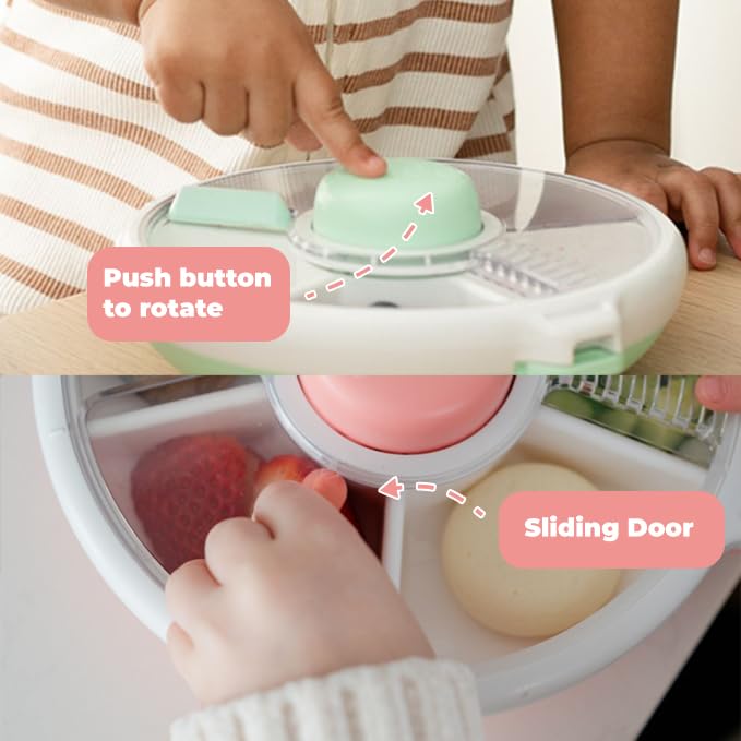GoBe Kids Small Snack Spinner Slide Bundle with Hand Strap and Sticker Sheet - Reusable Snack