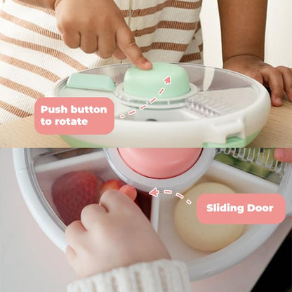 GoBe Kids Small Snack Spinner Slide Bundle with Hand Strap and Sticker Sheet - Reusable Snack