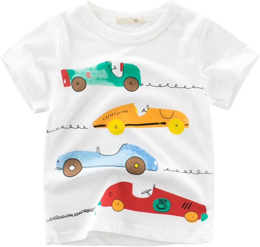 Boys' 4-Pack Excavator Short Sleeve Crewneck T-Shirts Top Tee Size 2-7 Years Toddler Boys' Value Pack Cotton T-Shirt