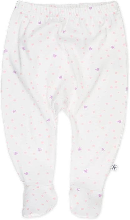 HonestBaby 3-pack Footed Pants Roomy Fit Pull on Bottoms 100% Organic Cotton for Infant Baby Boys, Girls, Unisex
