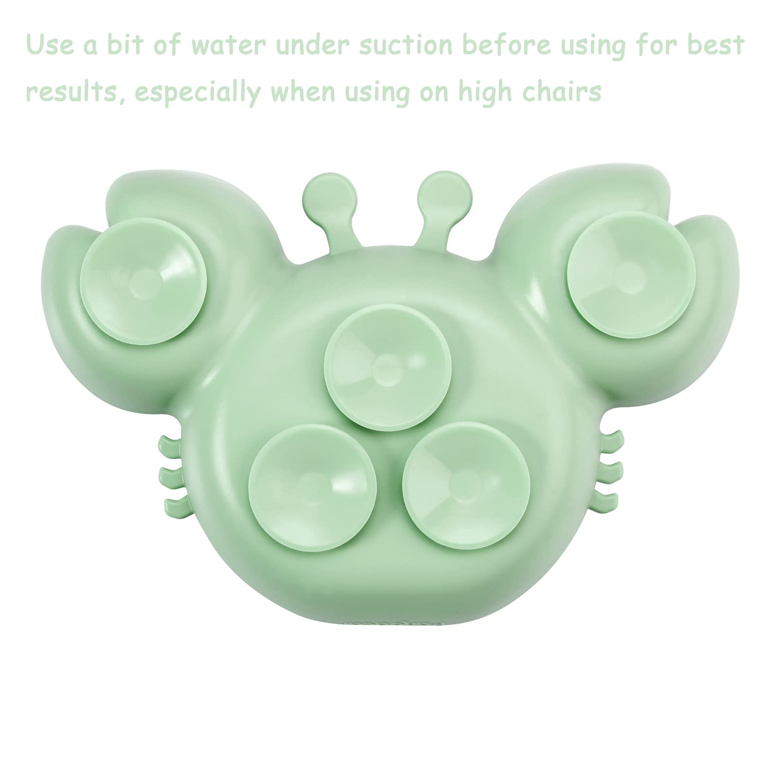 PandaEar 2 Pack Silicone Suction Plate for Baby, Divided Unbreakable Toddler Food Plate with 2 Pack