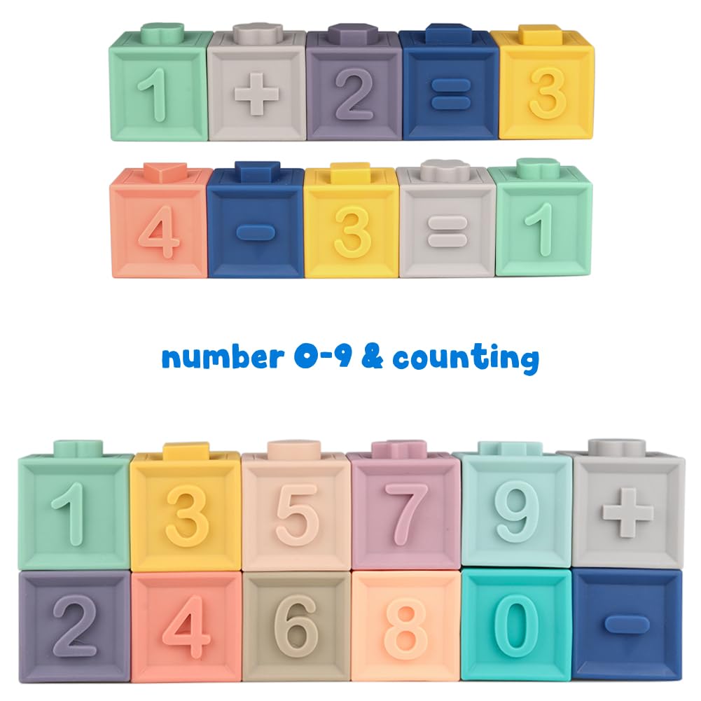 Litand Soft Stacking Blocks for Baby - Sensory Montessori Toys Toddler Activities - Gifts for Boy