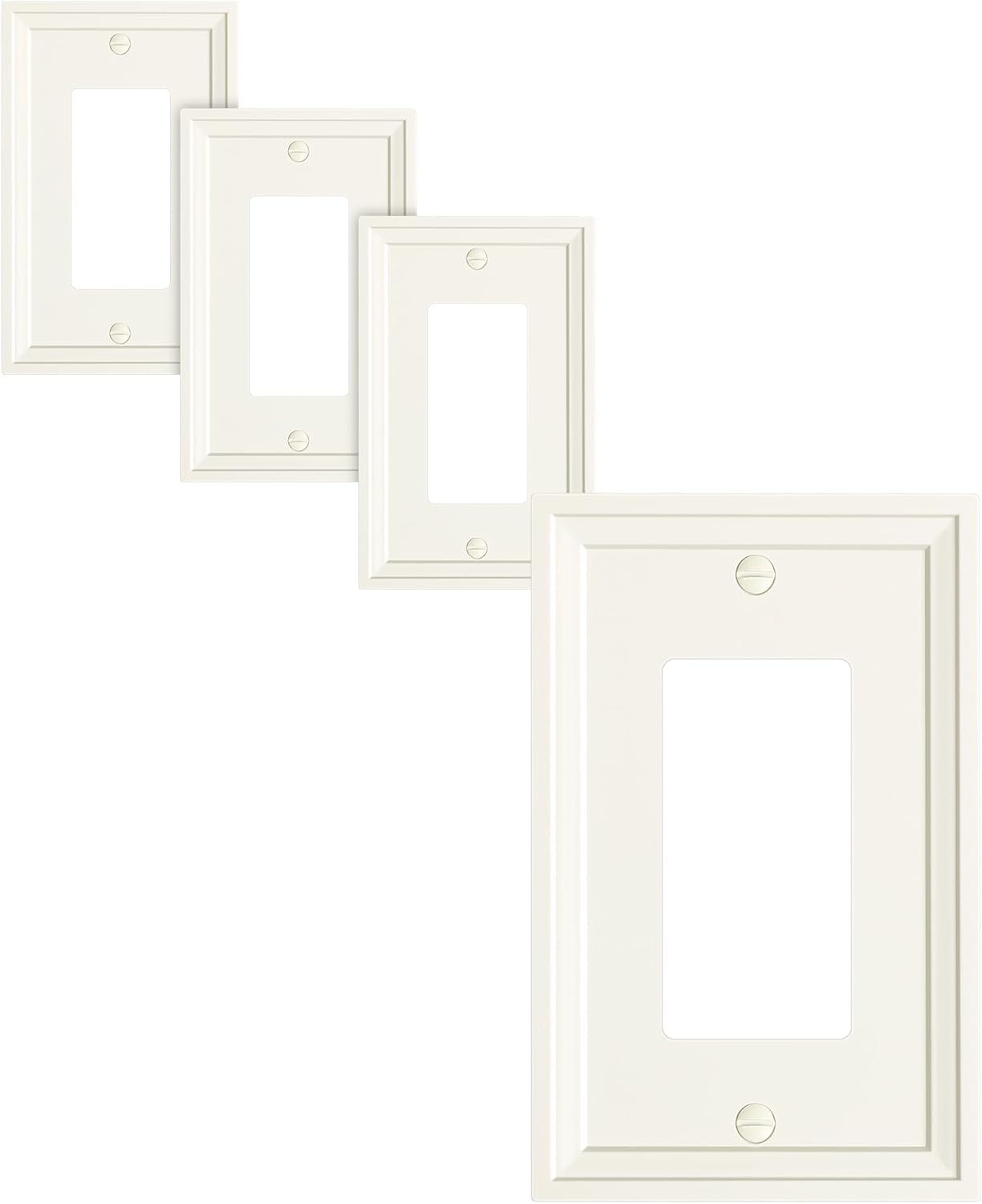 4-Pack Decorator Outlet Cover Plate, Light Almond Modern Decorative Switch Plates and Outlet