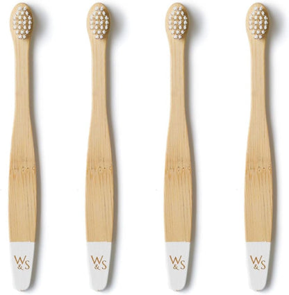 Wild & Stone Organic Baby Bamboo Toothbrushes | 4 Pack | Soft Bristles | 100% Compostable Handle |