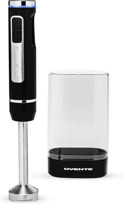 OVENTE Cordless Immersion Hand Blender, Rechargeable Handheld Portable Stick Mixer with 8 Mixing