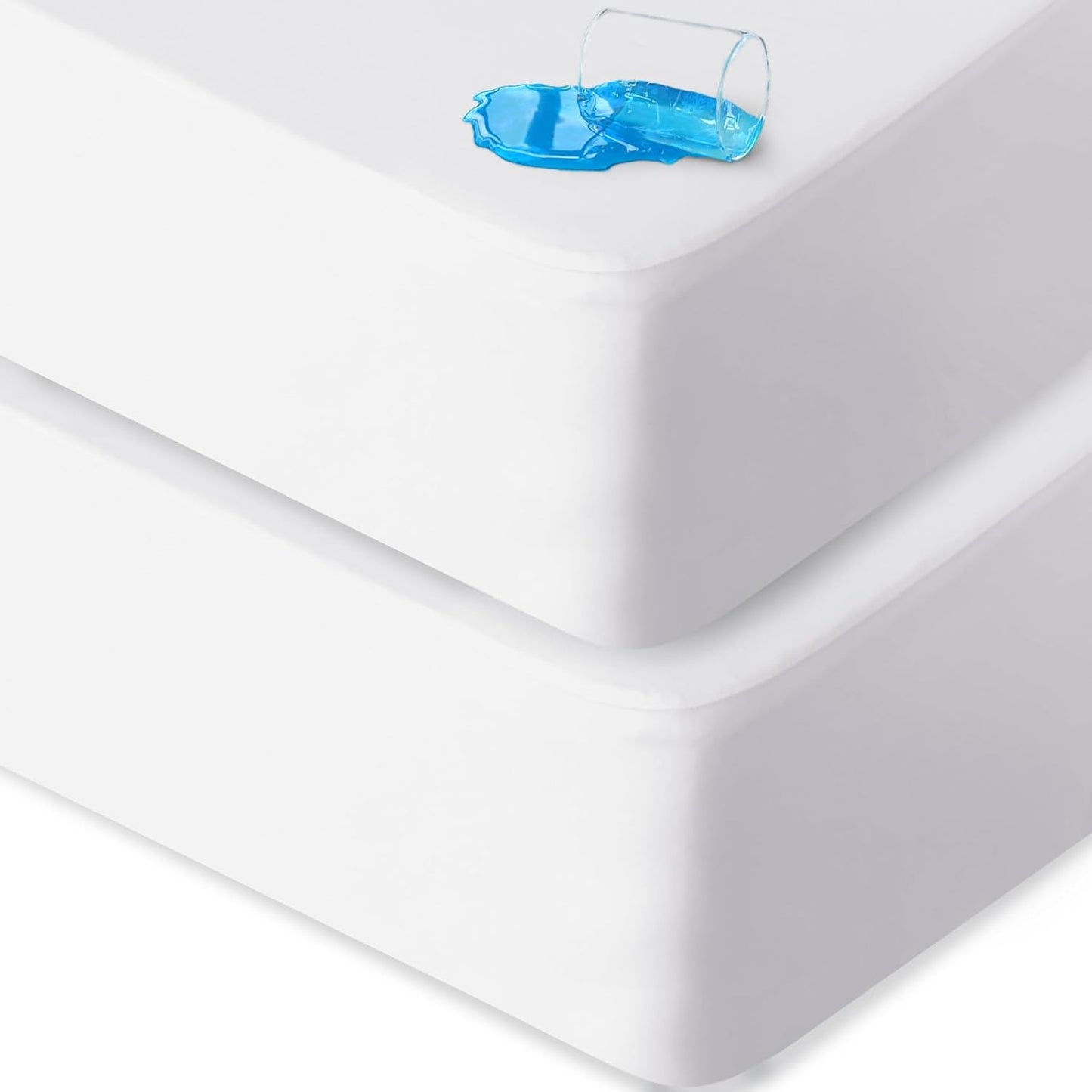 2 Pack King Mattress Protector Waterproof, Noiseless & Soft Coverage King Size Mattress Cover Fitted Sheets with Deep Pocket up to 14", Super Breathable & Easy Wash Mattress Protector