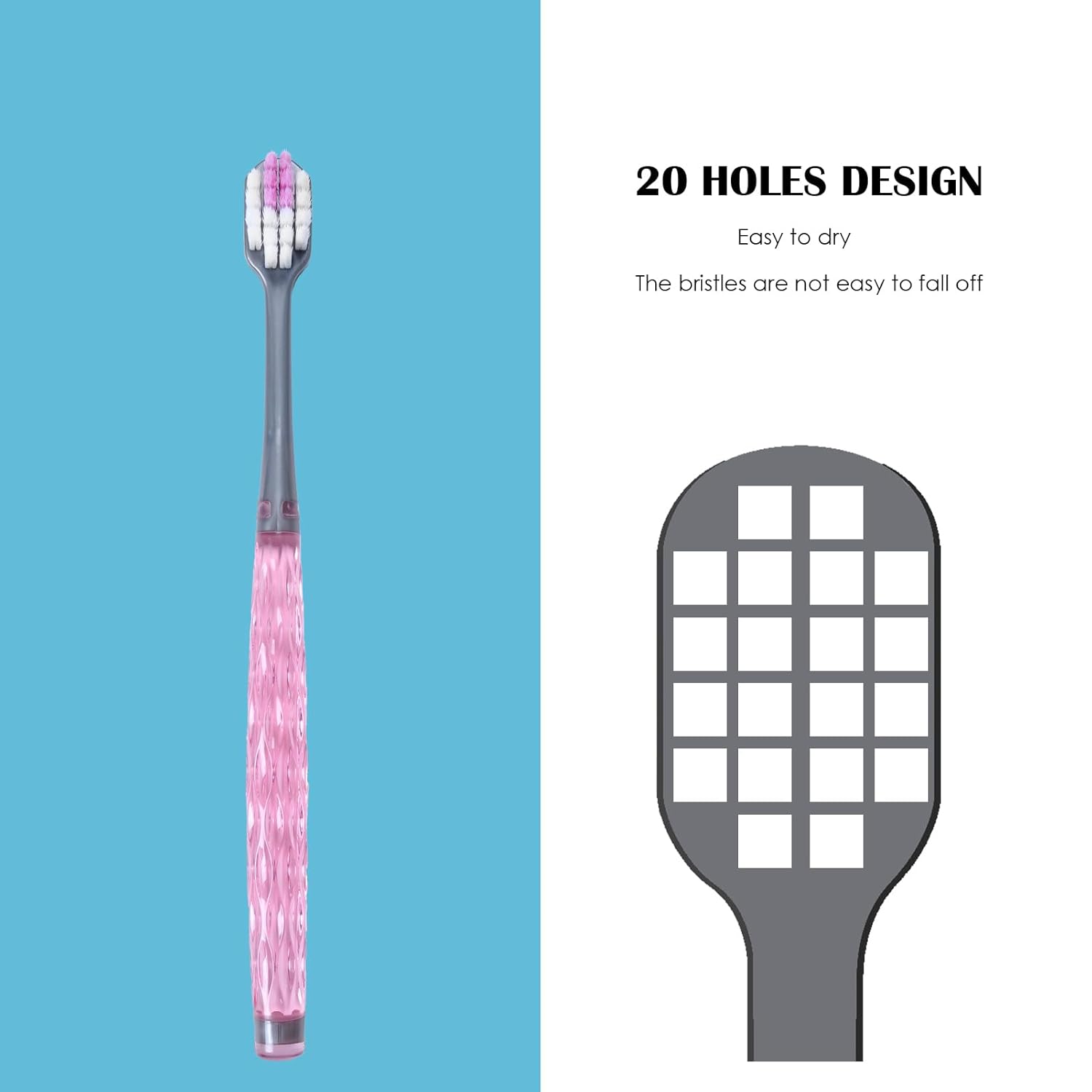 EasyHonor Soft Toothbrushes, Adult Medium Bristle Toothbrushes with Fashion Color Crystal &