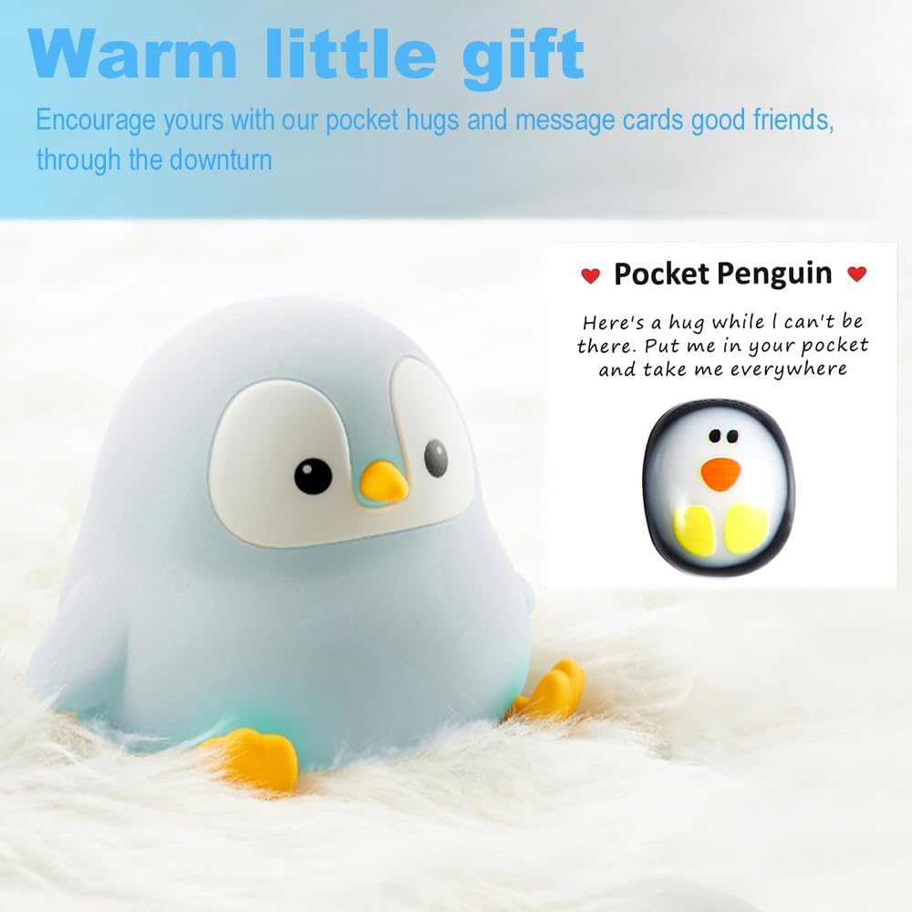 Cute Penguin Night Light for Kids Bedroom, Animal Silicone Nursery Night Lamp Touch Control Nightlights USB Rechargeable Bedside Lamp for Baby Children Toddlers Girls Gift
