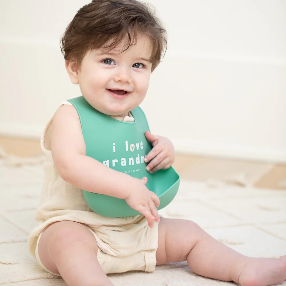 Bella Tunno Baby Bib for Eating, Waterproof Silicone Bib with Large Food Catcher, Adjustable Fit