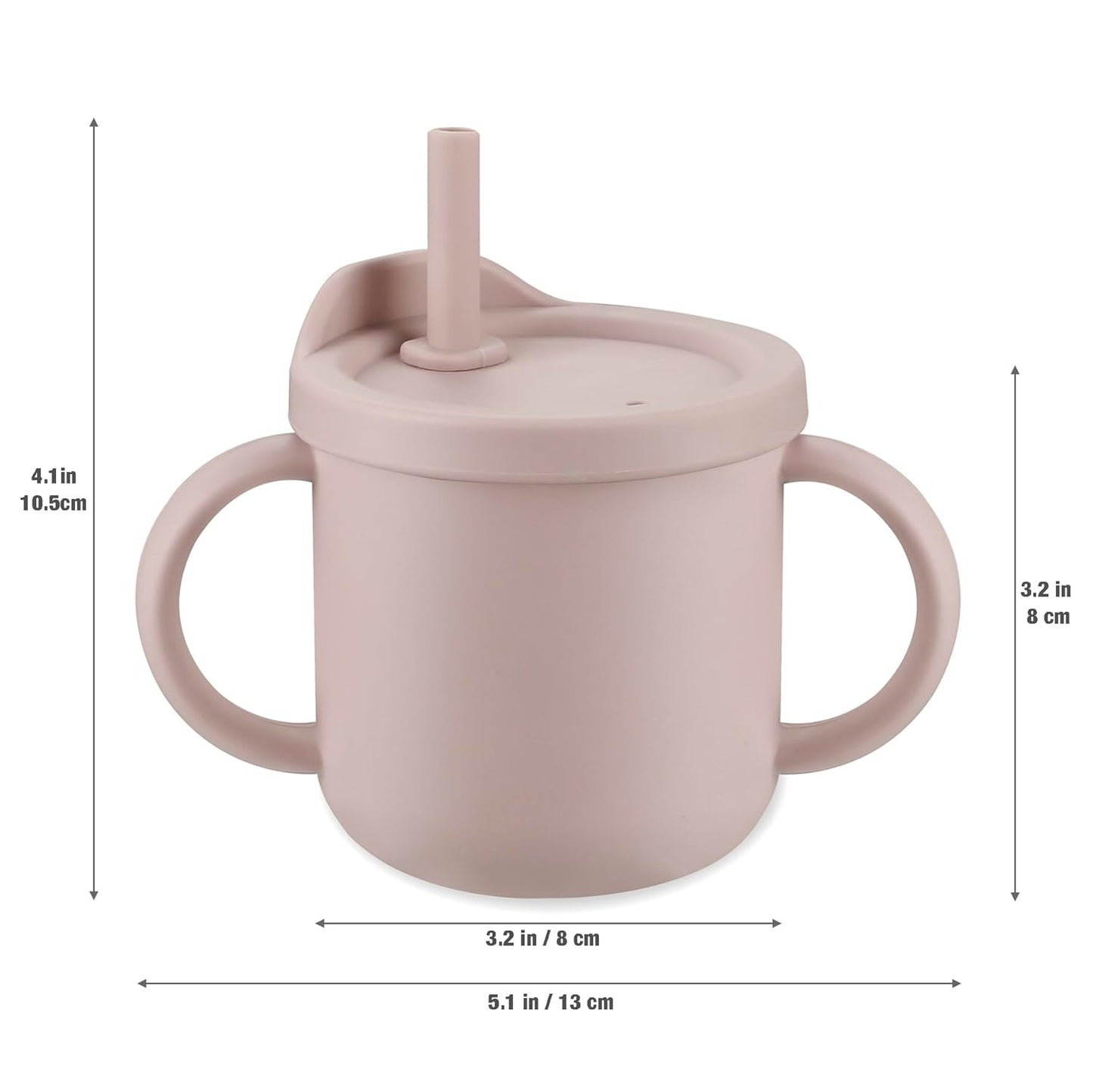PandaEar 2 Pack Silicone Baby Straw & Snack Cup with 2 Spoons 2 Forks, Dual-Purpose Toddler