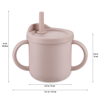 PandaEar 2 Pack Silicone Baby Straw & Snack Cup with 2 Spoons 2 Forks, Dual-Purpose Toddler