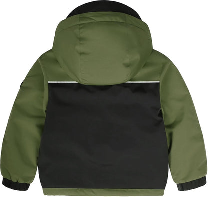 GEMYSE Toddler Boys Winter Coat Waterproof Ski Snow Jacket with Hood Thicken Warm Baby Jacket Outerwear