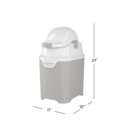 Foundations Mini Diaper Pail with Airtight Lid - Durable & Odorless Diaper Disposal, Large Capacity, Holds up to 30 Newborn Diapers, Refill with Any Bags - Gray