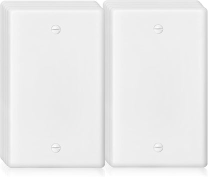 Decorator Wall Plate Blank Switch Plate Outlet Cover,Unbreakable Polycarbonate Thermoplastic, White (10-Pack, Single Blank-White)