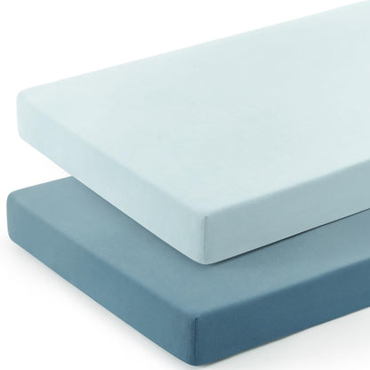 GRSSDER Mini Crib Sheets Fitted, Pack and Play Sheets 2 Pack, Ultra Soft Stretchy Pack N Play