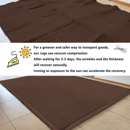 Loartee Coral Velvet Crawling Rug (4'11" X 4'11") for Toddlers - Coffee Area Rug Play Mat, Yoga Mat Exercise Pad, Carpet