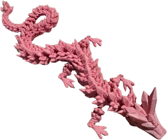 Crystal Dragon - Articulated Flexi Dragon - 3D Printed Gift (Teen, Pink)