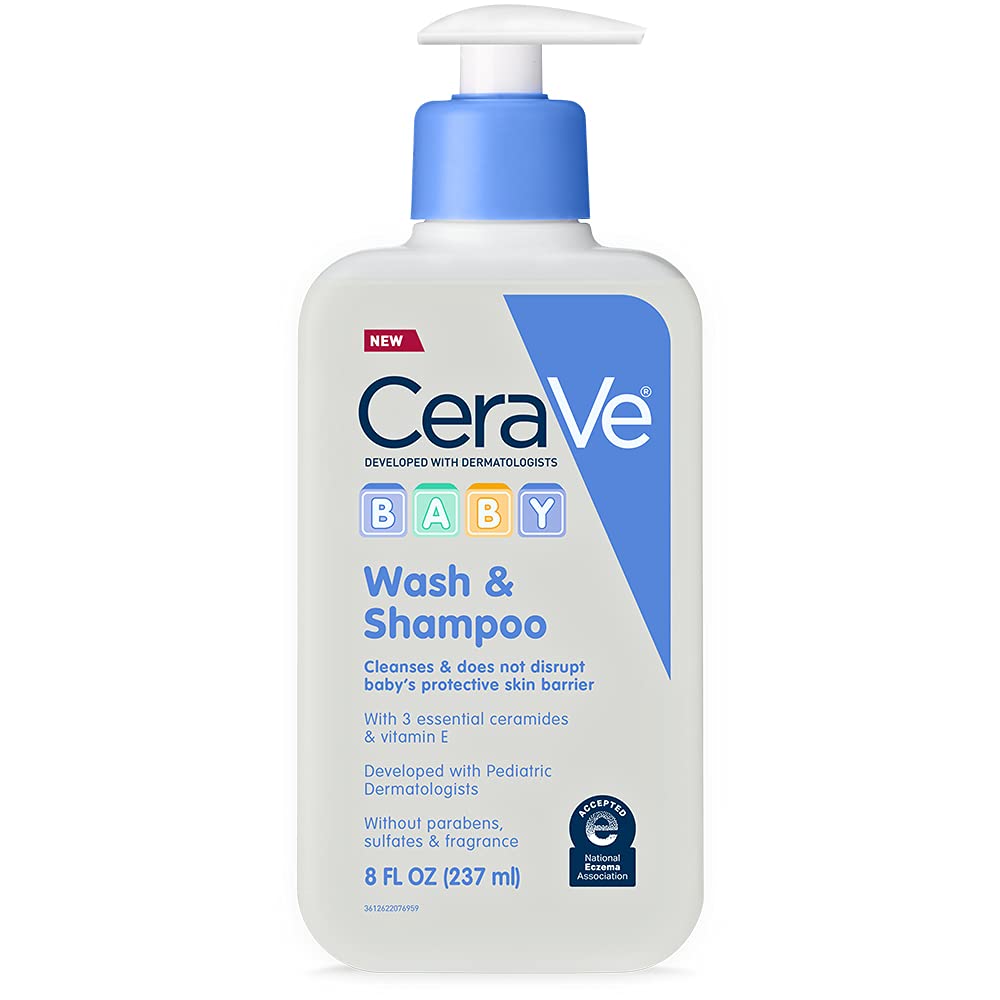 CeraVe Baby Wash & Shampoo, Fragrance, Paraben, & Sulfate Free Shampoo for Tear-Free Baby Bath