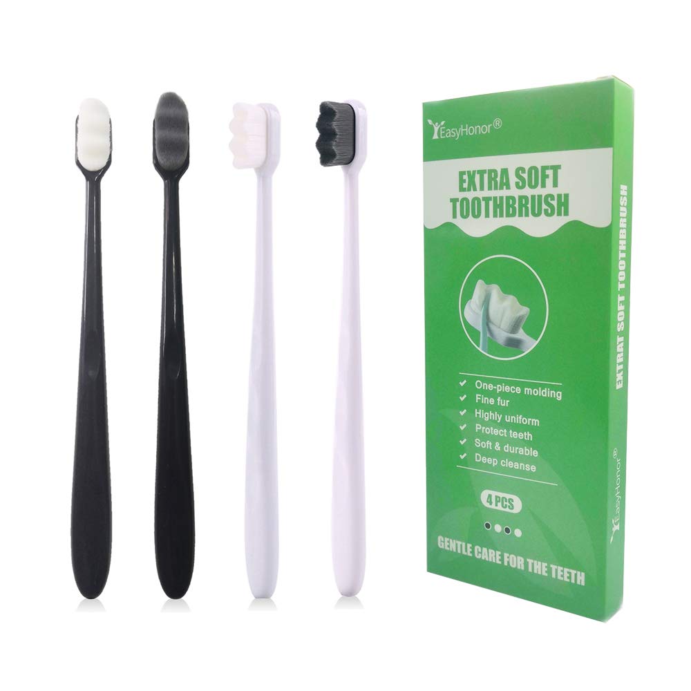 EasyHonor Extra Soft Toothbrush for Sensitive Gums, Micro Fur Manual Toothbrush with 20000 Soft