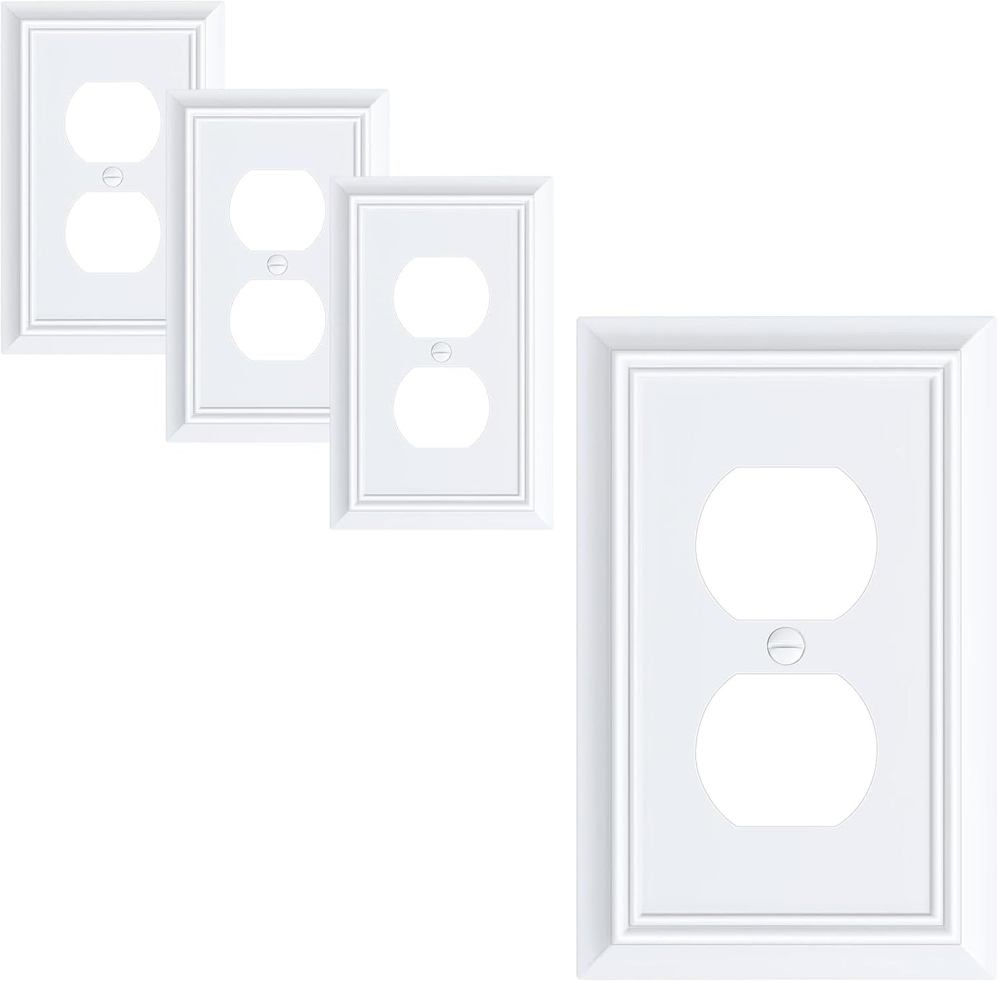 4-Pack Duplex Outlet Cover Plate, Decorative Pure White Switch Plates and Outlet Covers, Natural