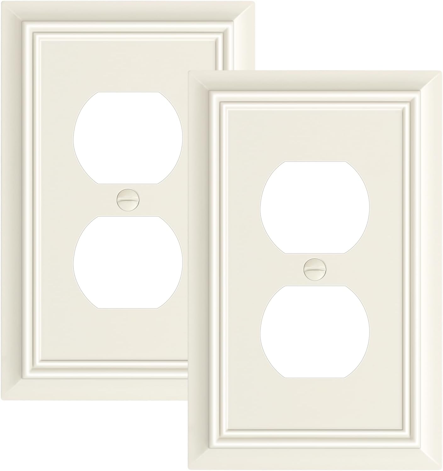 2-Pack Duplex Outlet Cover Plate, Decorative Light Almond Switch Plates and Outlet Covers, Natural Bamboo Fiber Wall Plates for Electrical Outlets, 1 Gang Receptacle Cover, Corrosion Resistant