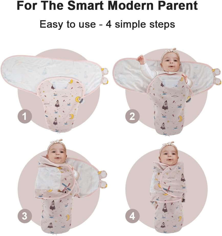 HOUSBAY Baby Swaddle Blanket Boy Girl,Super Soft Material Newborn Adjustable Swaddles 2-Way Zipper