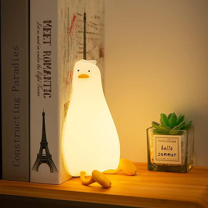 Lying Flat Duck Night Light, 3 Level Dimmable LED Nursery Nightlight,Cute Lamps Silicone Light Up Duck,Rechargeable Bedside Touch Lamp for Breastfeeding Toddler Baby Kids Decor