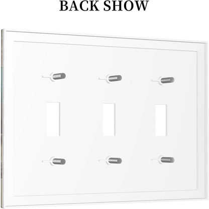 Decorative Switch Plates Vintage Wood Brown Turquoise Splicing 3 Gang Wall Plate Triple Toggle Light Switch Cover Faceplate Electrical Wall Panels For Farmhouse Cabin Decor