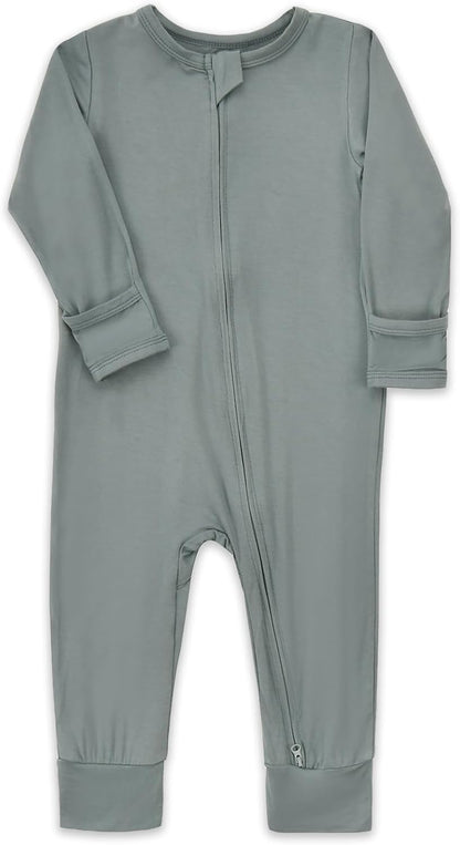 Aablexema Baby Footless Pajamas Zipper with Mitten, Rayon from Bamboo, Infant Long Sleeve Romper Pjs