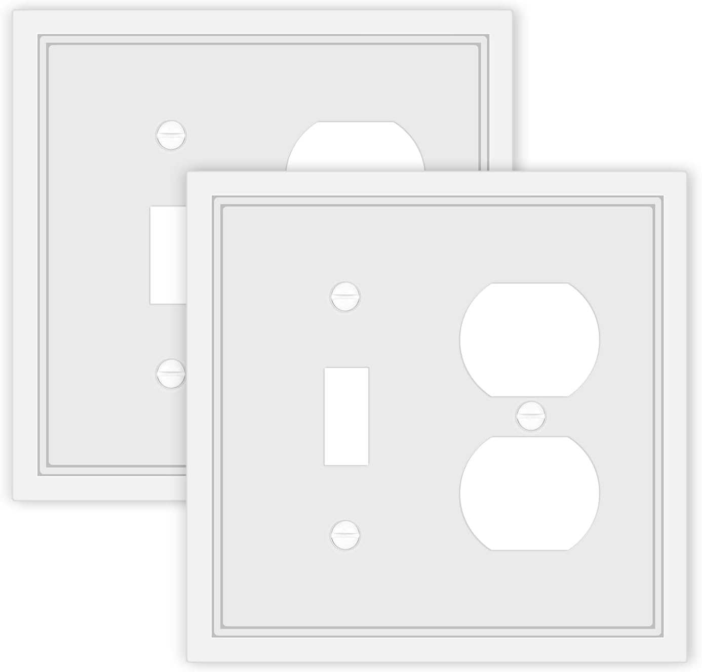 Toggle/Duplex Combo Light Switch Cover Plate White Classic Decorative Switch Plates Cover 2 Gang