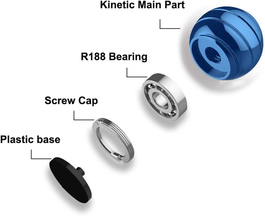 Metal Kinetic Desk Toy, Optical Illusion Fidget Spinning Top Ball, Unique Executive Stress Relief Gift for Adults & Kids
