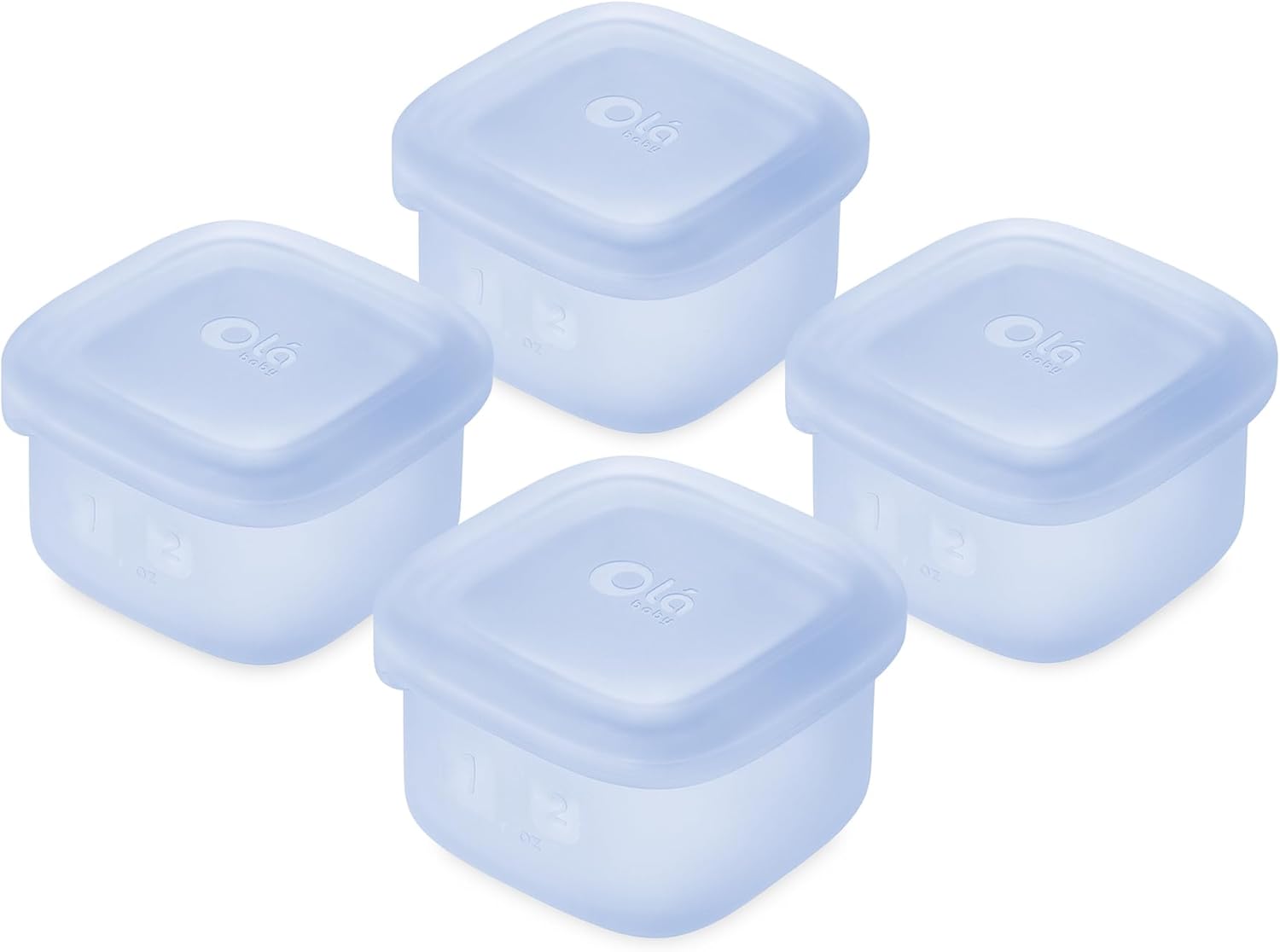 Olababy Clear Sense Silicone Storage Containers 4pk for Baby Food, Snacks, Formula, Puree, Sauce &
