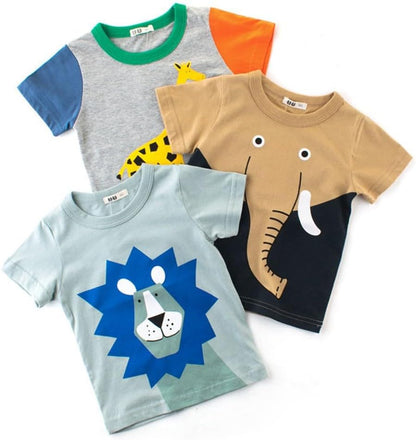 Boys' 4-Pack Excavator Short Sleeve Crewneck T-Shirts Top Tee Size 2-7 Years Toddler Boys' Value Pack Cotton T-Shirt