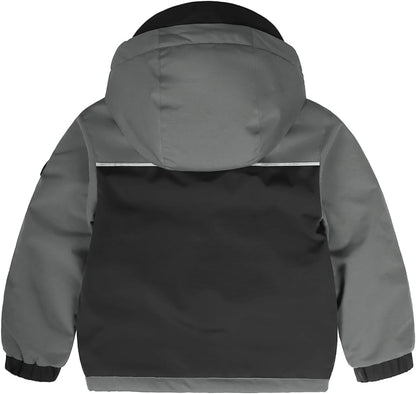 GEMYSE Toddler Boys Winter Coat Waterproof Ski Snow Jacket with Hood Thicken Warm Baby Jacket Outerwear