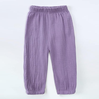 MYGBCPJS Baby Boys Girls Cotton Linen Trousers Kids Casual Ankle Pants Loose Long Bloomers