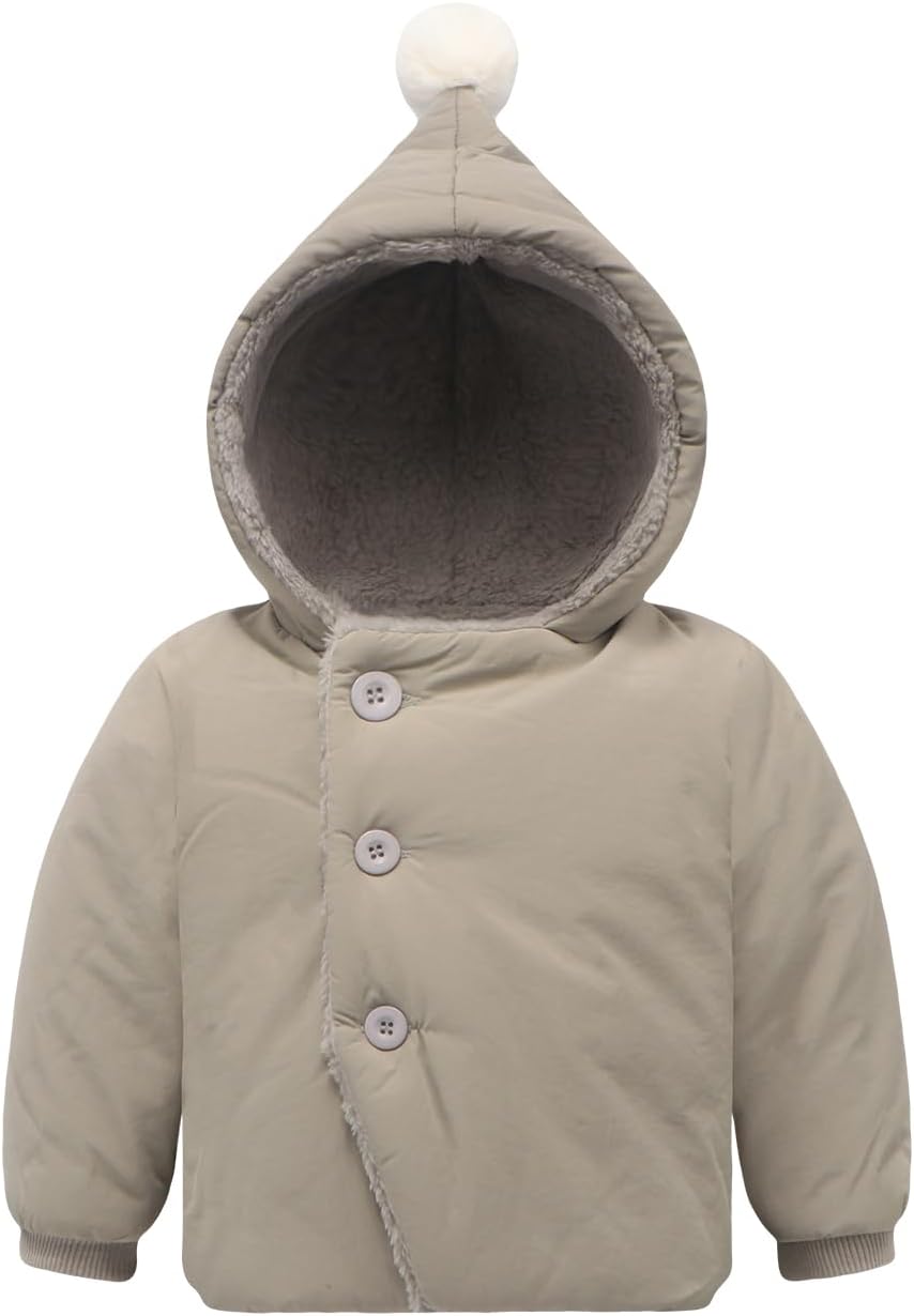Baby Girl Winter Fleece Jacket Toddler Boy Puffer With Hood Coat Infant Clothes