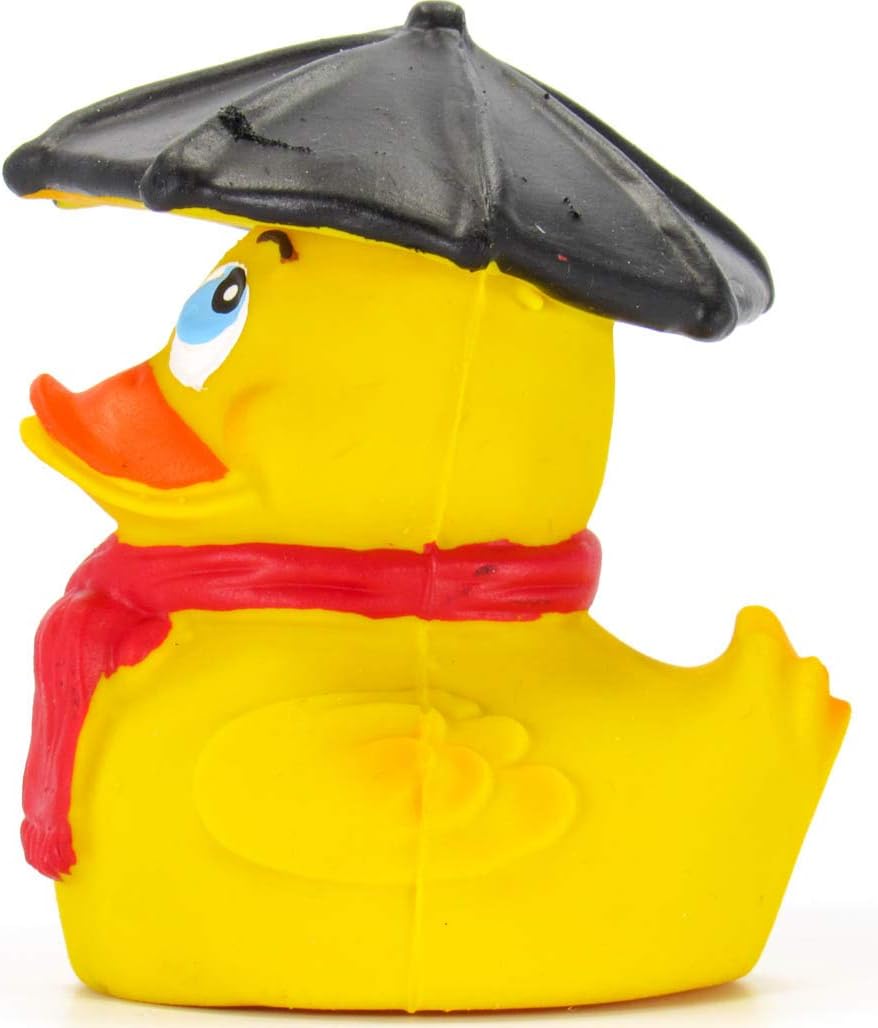 Lanco Umbrella Raining Rubber Duck Bath Toy | All Natural, Organic, Eco Friendly, Squeaker Brand |
