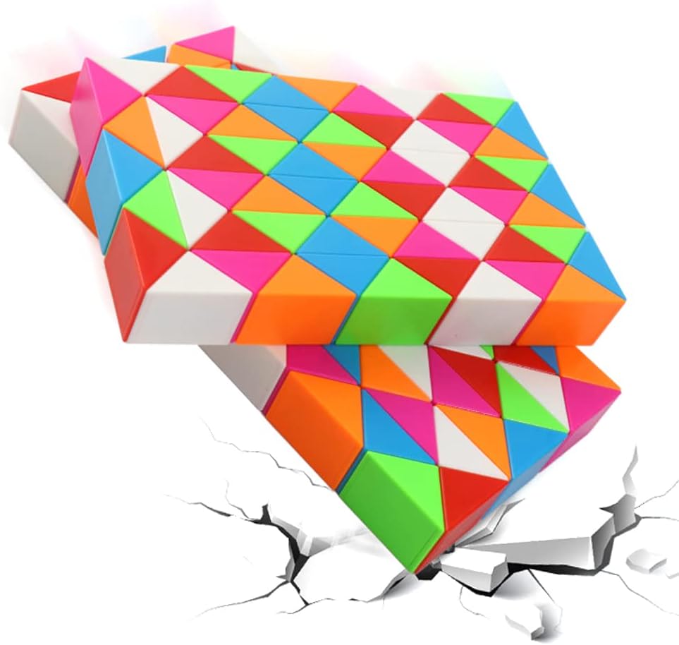 Fidget Magic Snake Cube Puzzles Twist Ruler Speed Cubes Brain Teaser Game Toys for Kids (72 Block 1PACK)