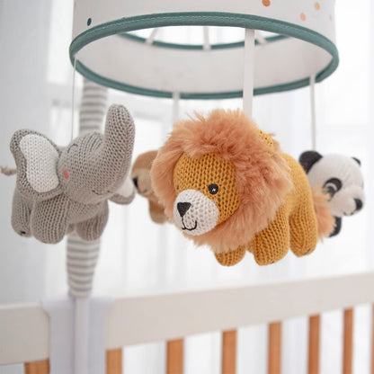 Living Textiles Baby Musical Mobile - Day at The Zoo | Crib Toy, Knitted Zoo Characters, Nursery Decor, Calming Soother with 12 Lullabies | Perfect Baby Toy for Boys and Girls