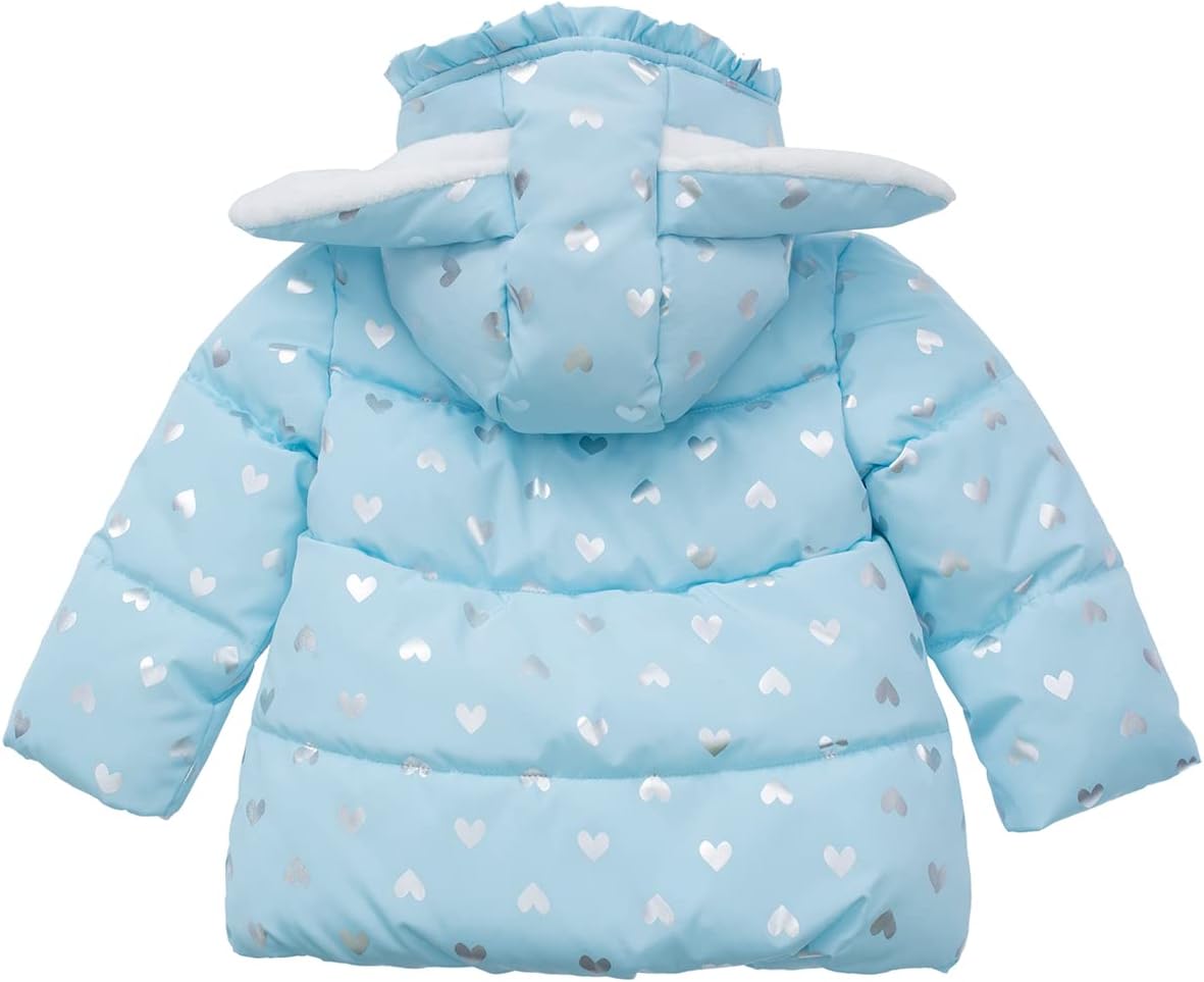Rokka&Rolla Baby Girls' Water-Resistant Soft Mini Fur Lined Puffer Jacket Winter Coat for Newborn Infant Toddler