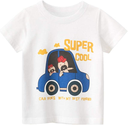 Boys' 4-Pack Excavator Short Sleeve Crewneck T-Shirts Top Tee Size 2-7 Years Toddler Boys' Value Pack Cotton T-Shirt