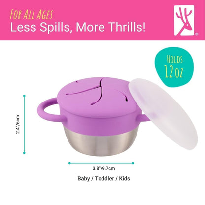 Elk and Friends Stainless Steel Snack Cups | Removable Silicone Food Catcher and Travel Lid |