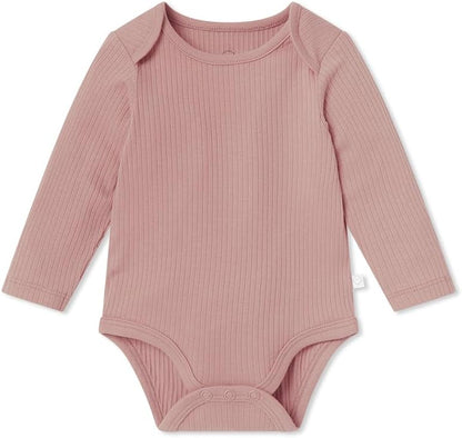 MORI Baby Unisex Long Sleeve Bodysuit Viscose from Bamboo and Organic Cotton - Comfortable Toddler Romper for Boys and Girls
