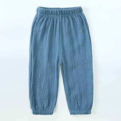 MYGBCPJS Baby Boys Girls Cotton Linen Trousers Kids Casual Ankle Pants Loose Long Bloomers
